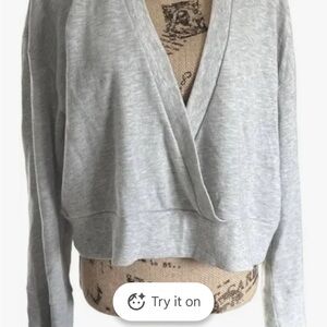 Zella Light Gray Wrap Sweater